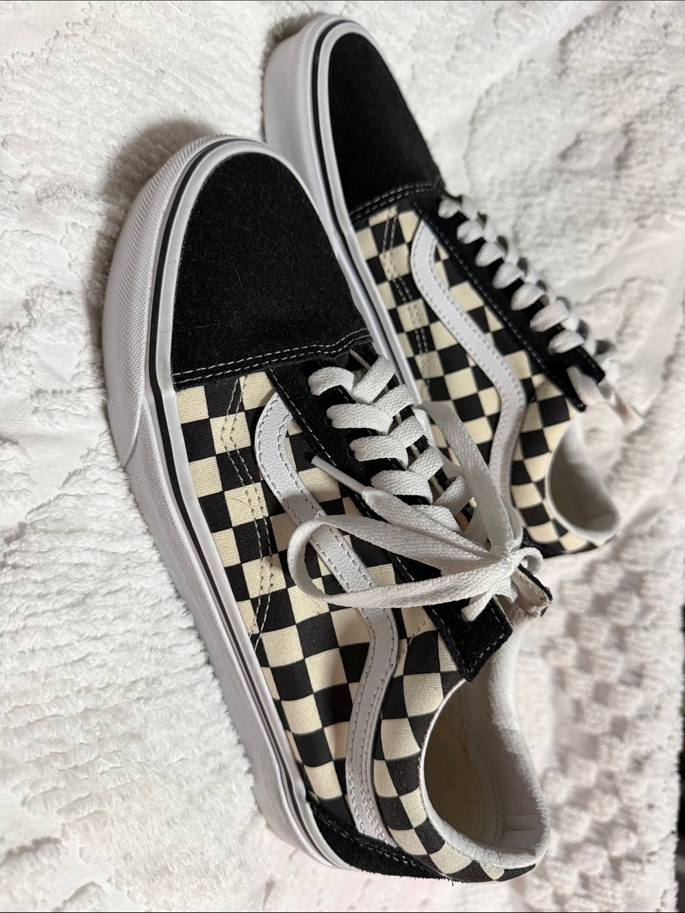 Vans Black and Cream Checkerboard Low-Top Shoe